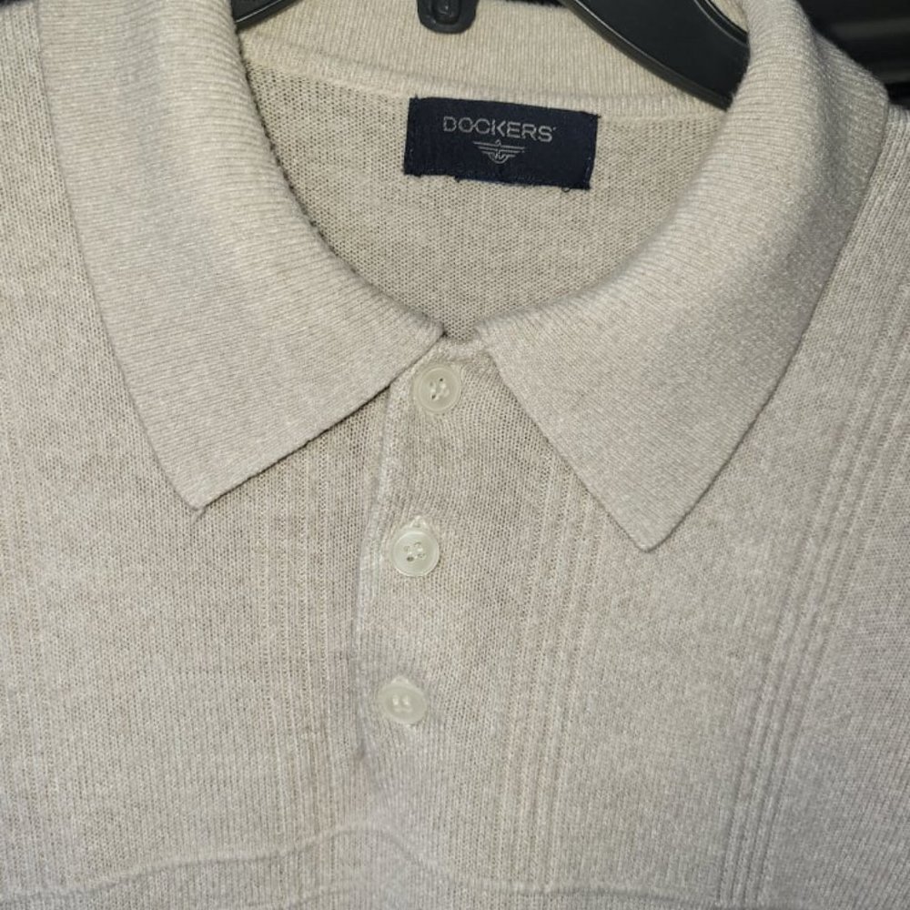 Dockers Men Polo Sweater 3 Button Long  Sleeve SOFT - Picture 2 of 6